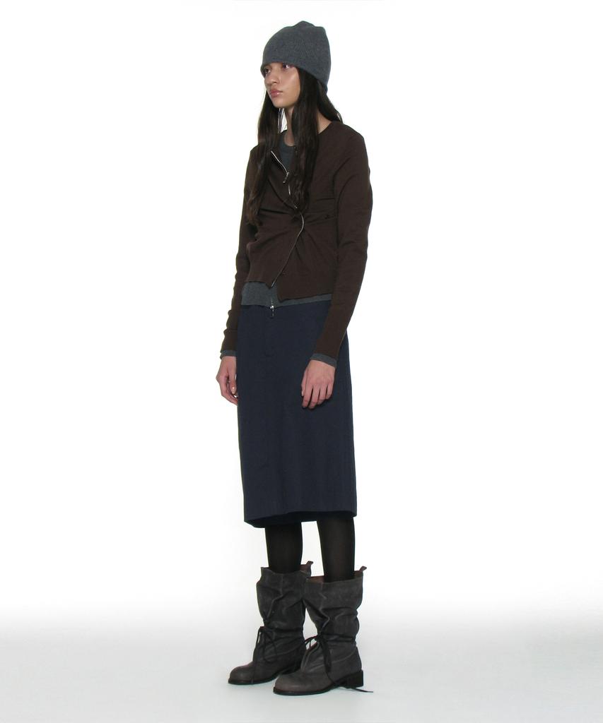 Partimento Woman Asymmetric Drape Panel Midi Skirt_Dark Navy