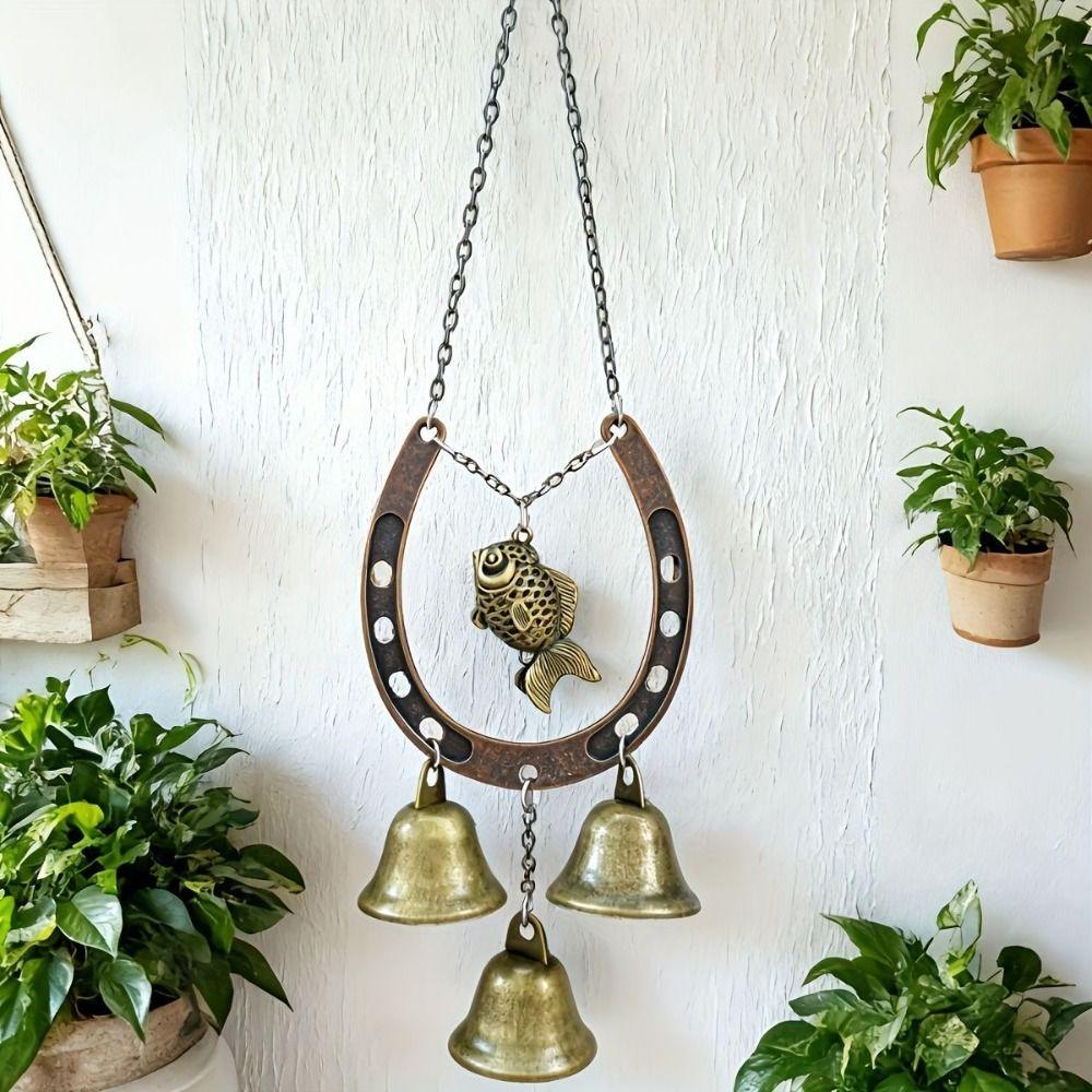 Horse-Shaped Outdoor Wind Chimes Vintage Metal Pendant Blessing Retro Wind Chimes  Backyard
