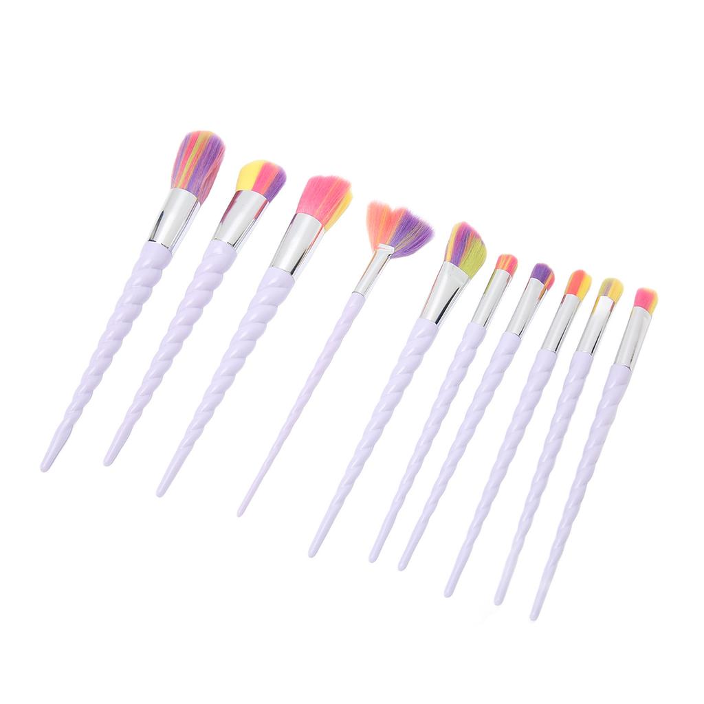 Makeup Brush Set Soft Colorful Bristles Portable Cosmetic Brush Kit for Loose Powder Eyeshadow Blush 10pcs