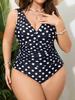 2025 Plus Size Polka Dot Backless One-Piece Swimsuit for Women