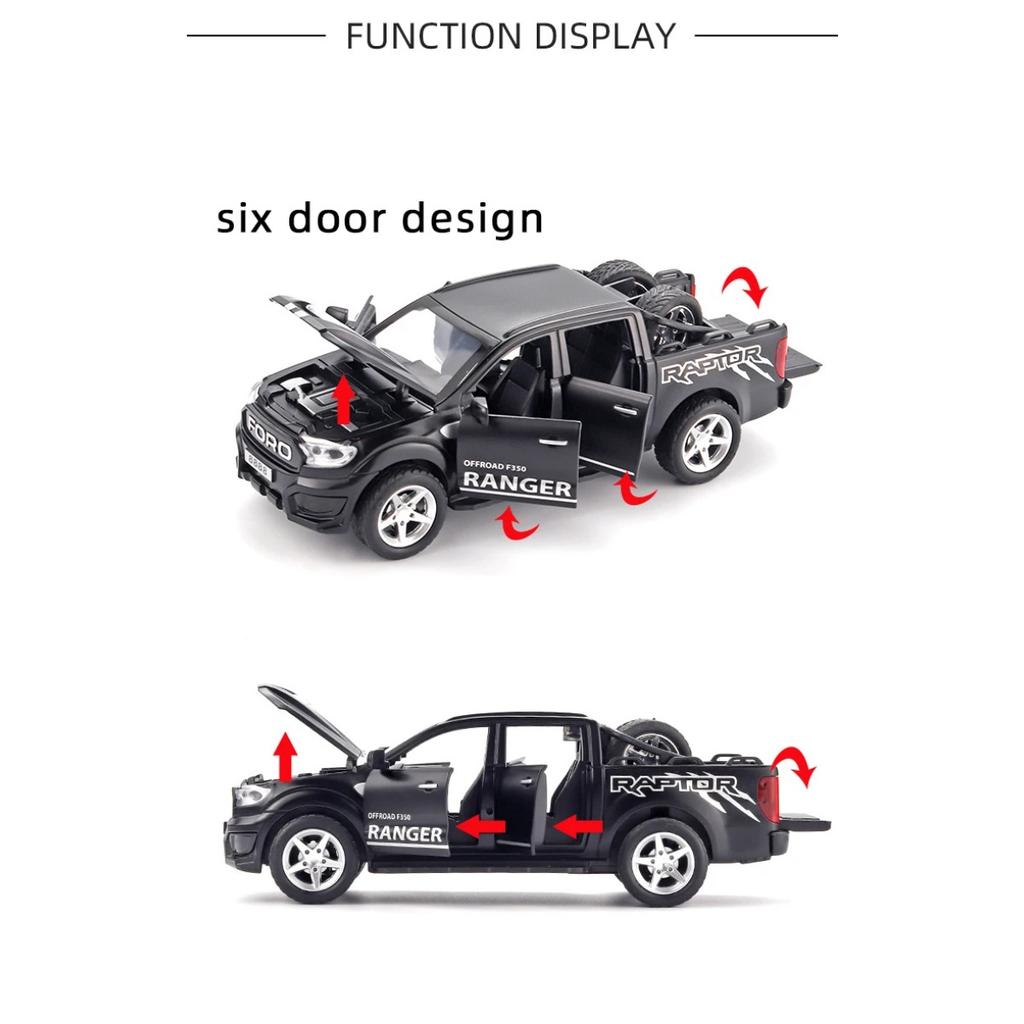 1/32 Ford Raptor F350 Off Road Pickup Truck Alloy Diecast Model Car Sound and Light Pull Back Children's Toy Car Birthday Gifts