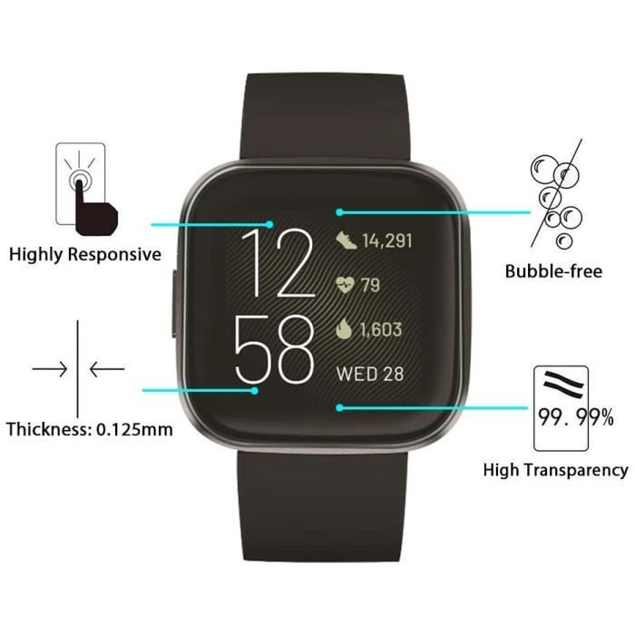 Verre Trempé pour Fitbit Versa 2 [Pack 2] Film Vitre Protection Ecran Montre Connectée Phonillico®