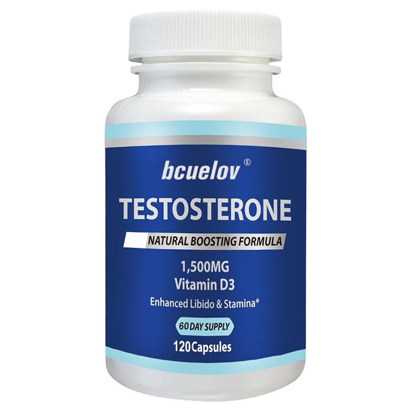 Bcuelov Testosterone Support Capsules, Tribulus Fenugreek Ashwagandha Horny Goatweed Zinc & Vitamin D3, 120 Capsules
