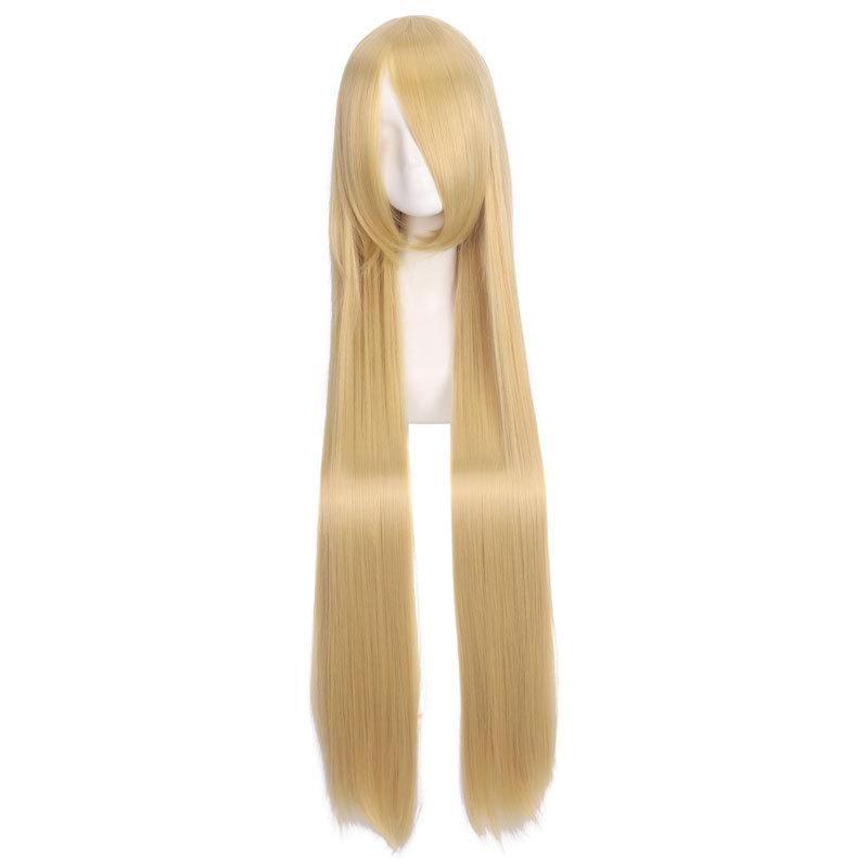 100cm Colored Straight Bangs Women's Synthetic Wig Heat Resistant Fiber Multi Color Party Anime Roleplay Free Wig Cap