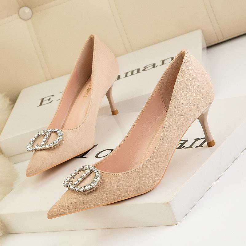 

Модные туфли на высоком каблуке, женская обувь, тонкие каблуки, высокие каблуки, неглубокий носок, заостренные стразы, металлическая пряжка, банкетные туфли 41