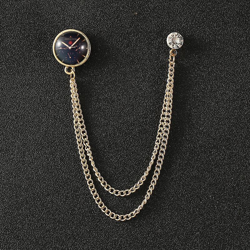 Elegant Crown Chain Brooch - Trendy European & American Lapel Accessory for Suits