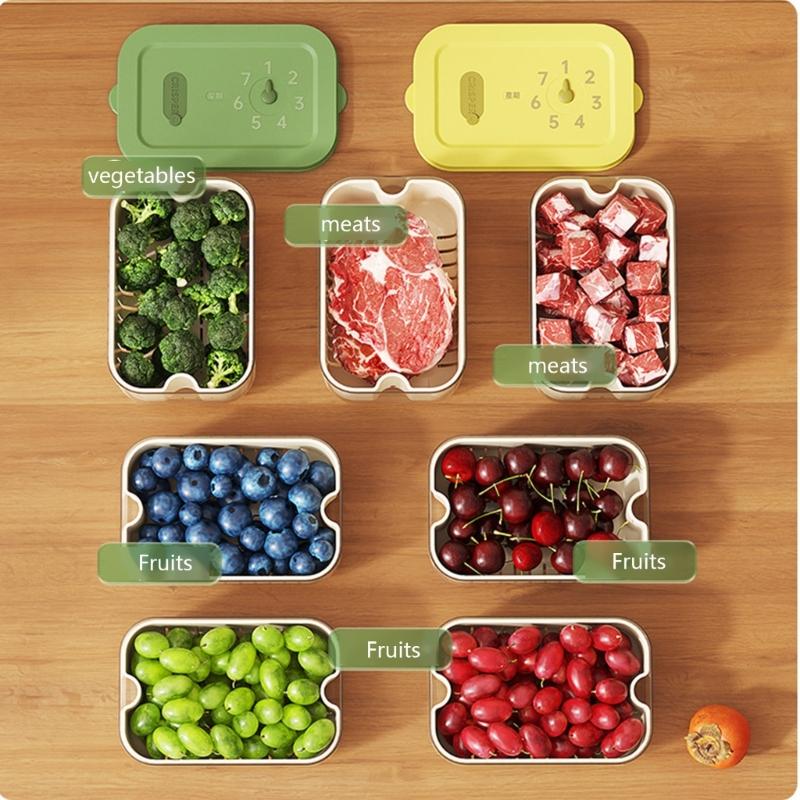 Innovative Timer Refrigerator Sealed Box for Organizing Fruits Vegetables Fridge Food Organizer with Drain Basket