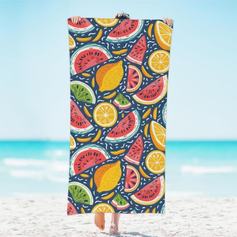 

Watermelon Lemon Fruit Beach Towel Lightweight Microfiber Beach Towels Decor Quick Dry Pool Towel for Beach Travel Swim camping W40*H60(CM)