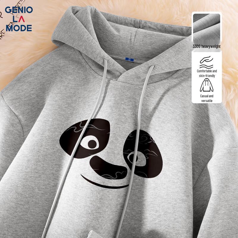 

GENIOLAMODE Men s Hooded Sweatshirt with Smiling A-Bao Graphic XL