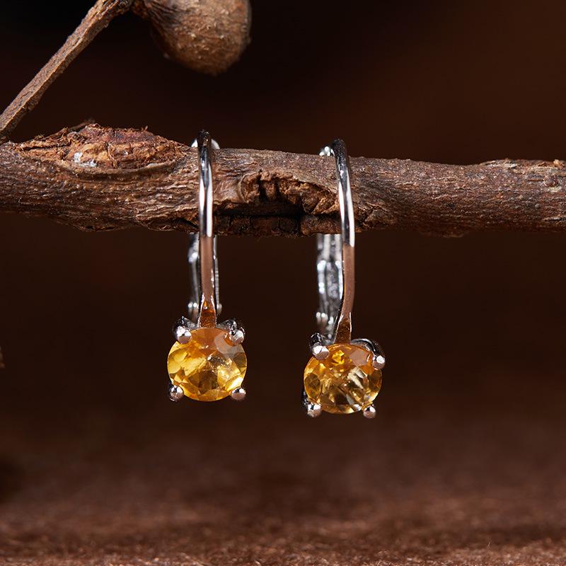S925 Sterling Silver Gemstone Ear Studs - Garnet, Citrine, Amethyst, Topaz & Diamond Hoops for Women
