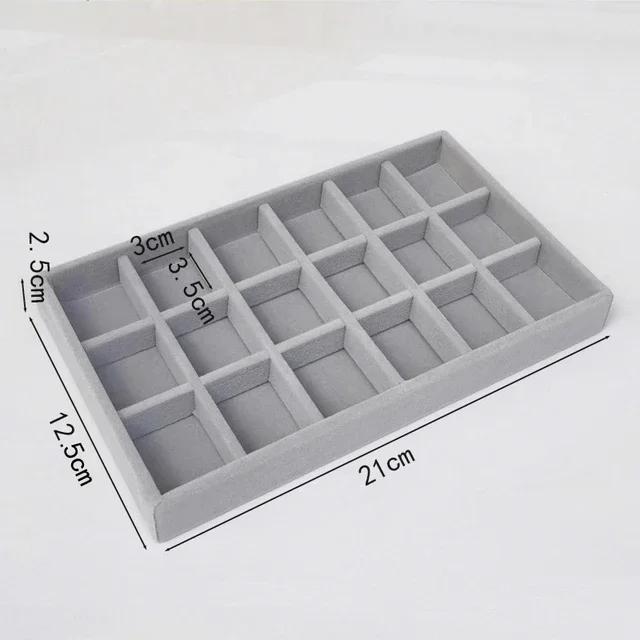 Simple Beige Grey Square Velvet Jewelry Storage Tray Display Ring Bracelet Necklace Storage Box Showcase Drawer Organizer Trays