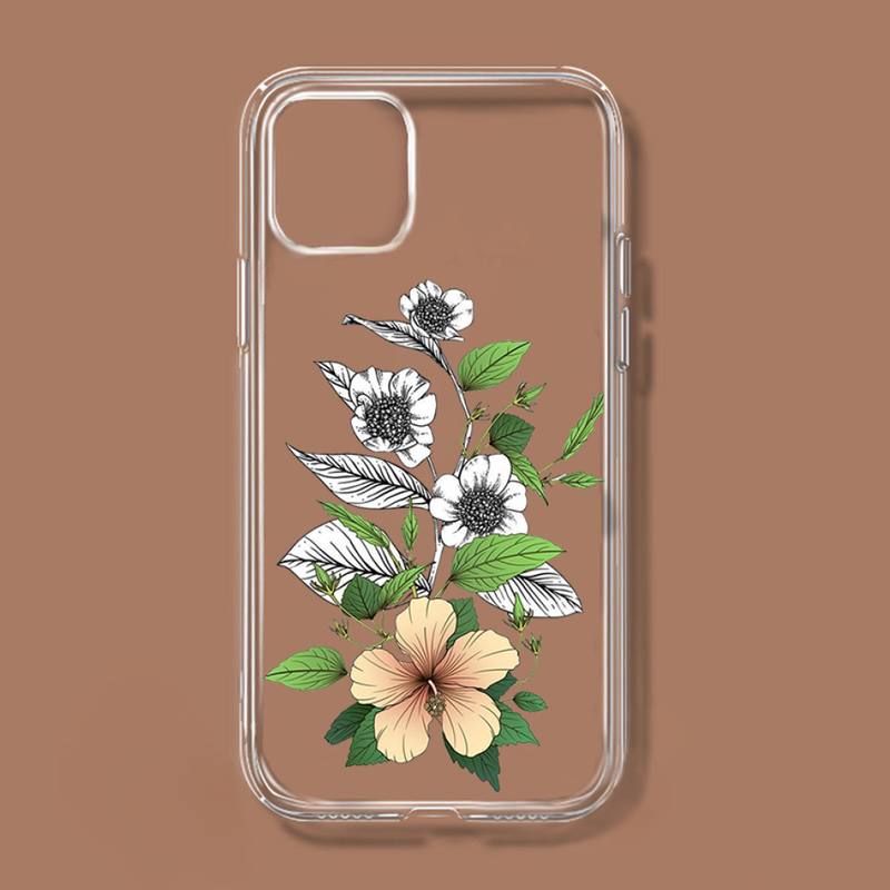 Flower Bud pattern Phone Case Transparent soft For iphone 11 13 12 14 x xs xr pro max mini plus