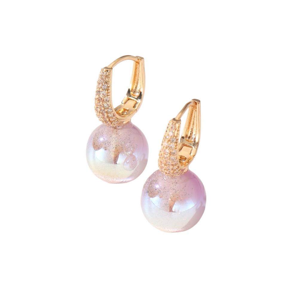 1 par de brincos pendentes luxuosos de pérolas de imitação de céu estrelado roxo para mulheres, joias de zircônia cúbica, acessórios diários para festas de casamento