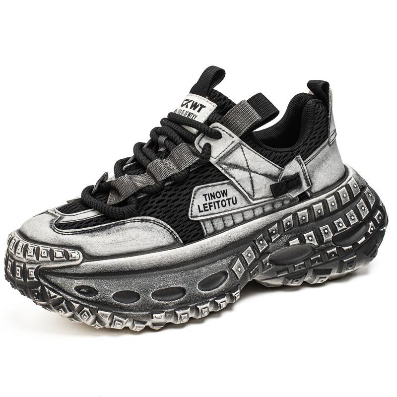 Winter high-top high-end running leather surface waterproof and non-slip sports casual height-increasing dad shoes