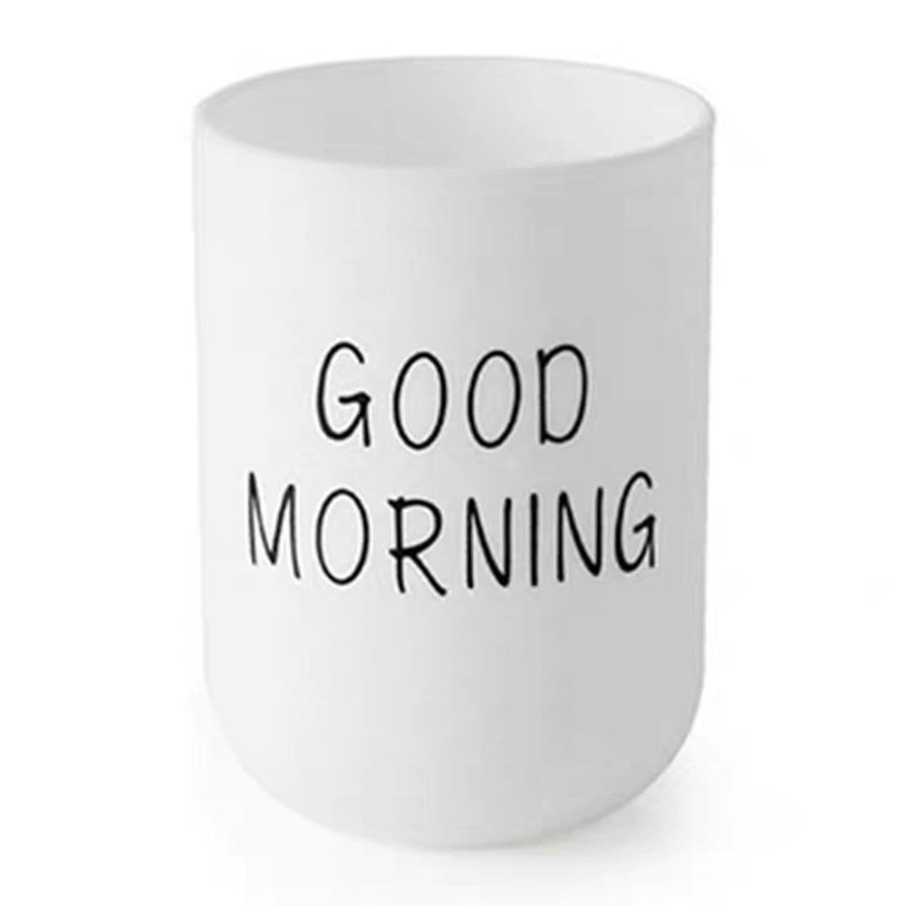 

330ml Japanese Style Letters Design PP Toothbrush Holder Container Bathroom Rinse Cup White