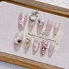 Handmade Long Press-On Nails With Pink Mermaid Tail Design Full Cover False Women Girls