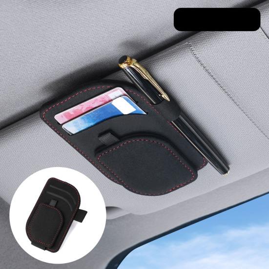 Vehicle Eyewear Organizer Car Sun Visor Glasses Holder, Eyeglasses Hanger Clip, Luxury Magnetic Sunglasses Mount Leatherette Universal Auto
