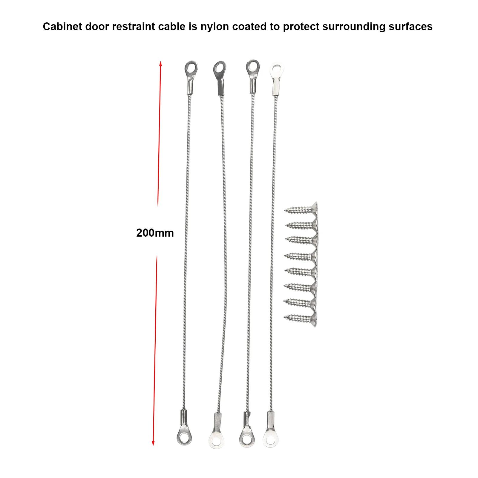 

4pcs Rope Pins Nylon Coated Restraint Cables Stainless Steel 200mm Cabinet Door For Superior Strength Hot Sale