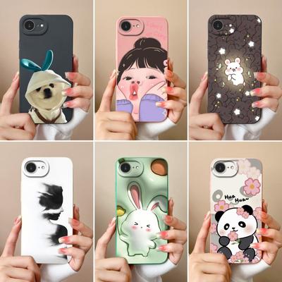Cute Lucky Girl Phone Case For Apple iPhone 16e Soft Liquid Silicone High Quality Anti Drop Durable Anti Slip Protective Shell For Apple Bumper Covers