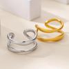 Inele duble minimaliste pentru femei Culoare aurie Oțel inoxidabil Inel deschis Estetic Cadou bijuterie de nuntă de Crăciun