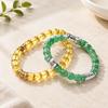 Natural Stone Stretch Bracelet Set, 2 Round Bead Bracelets with Mixed-Tone Spacers for Stacked or Separate Wear