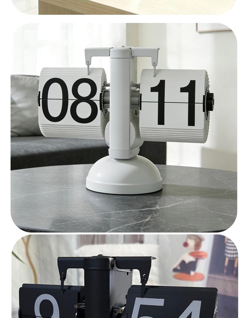 European Retro Mechanical Flip Clock - Desktop Ornament for Living Room