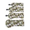 4Pcs Golf Club Head Cover PU Thick Plush Wear Resistant Golf Putter Cover with Number Board Camouflage Green