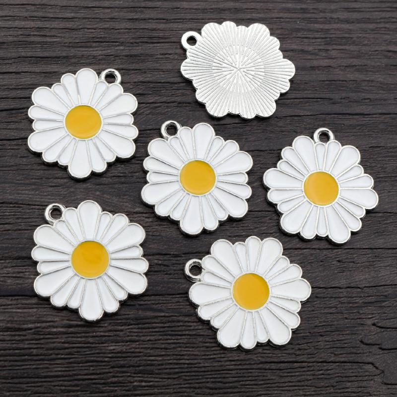 8pcs/lot Sunflower Rainbow Enamel Metal Charms Pendant for DIY Necklace Bracelet Jewelry Making Findings Supplies