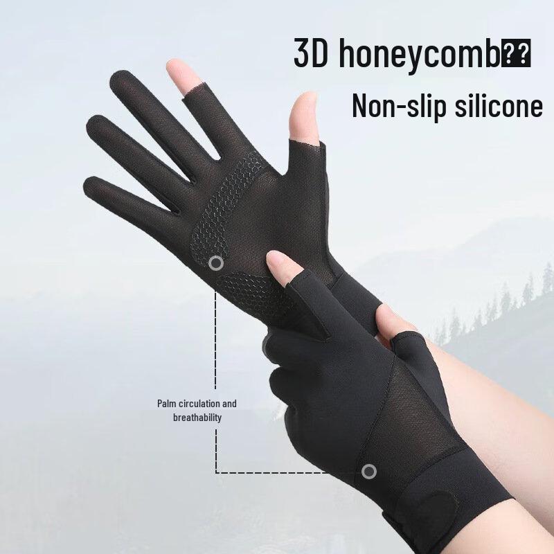 Lishi Men's Summer Thin Breathable Two-Finger Sports Gloves