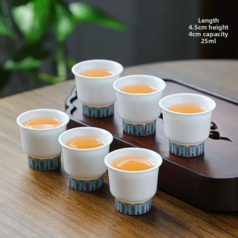 

6PCS Jade Porcelain Master Cup, with Chinese Kung Fu tea set, small size, household white porcelain tea cup 200ml