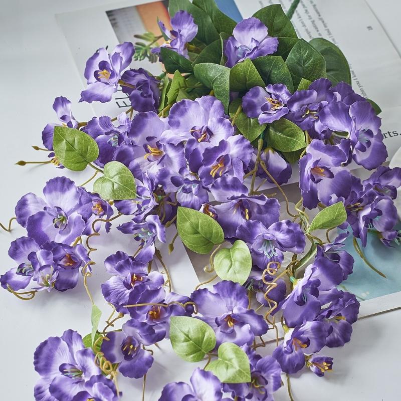 Cascading Hanging Flower Accent, Artificial Silk Wall Decoration 22.8in for Porch Window Entryway and Room Home Display