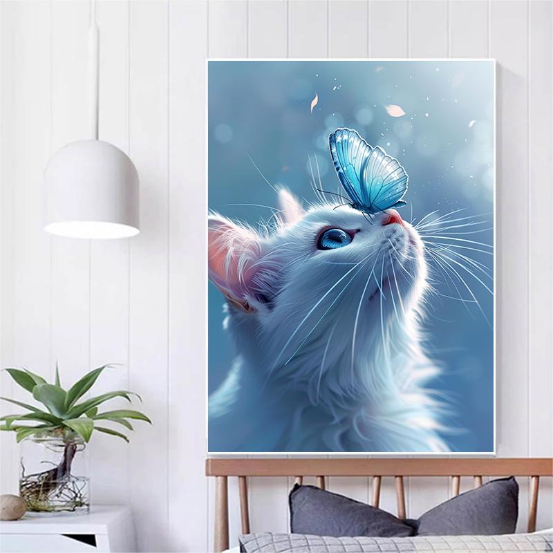 5d DIY Diamond Painting Cross Stitch Animals Cat and Butterfly Diamond Embroidery Mosaic Round Drill Home Decor Crafts