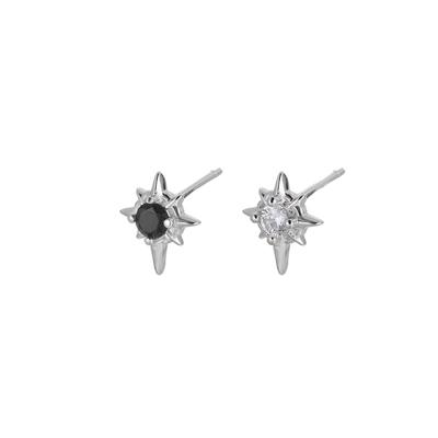 1 Paar Trendige Schwarze Zirkon Stern Ohrstecker Für Männer Frauen Paar Weiß Persönlichkeit Hip-Hop Ohrringe Party Accessoires Schmuck