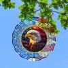 Vintage Patriotic Wind Spinner Outdoor Decor 10 Inch 2D Hanging Kinetic Yard Art for Garden Housewarming Gift Laser Cut Metal Geometric Pattern