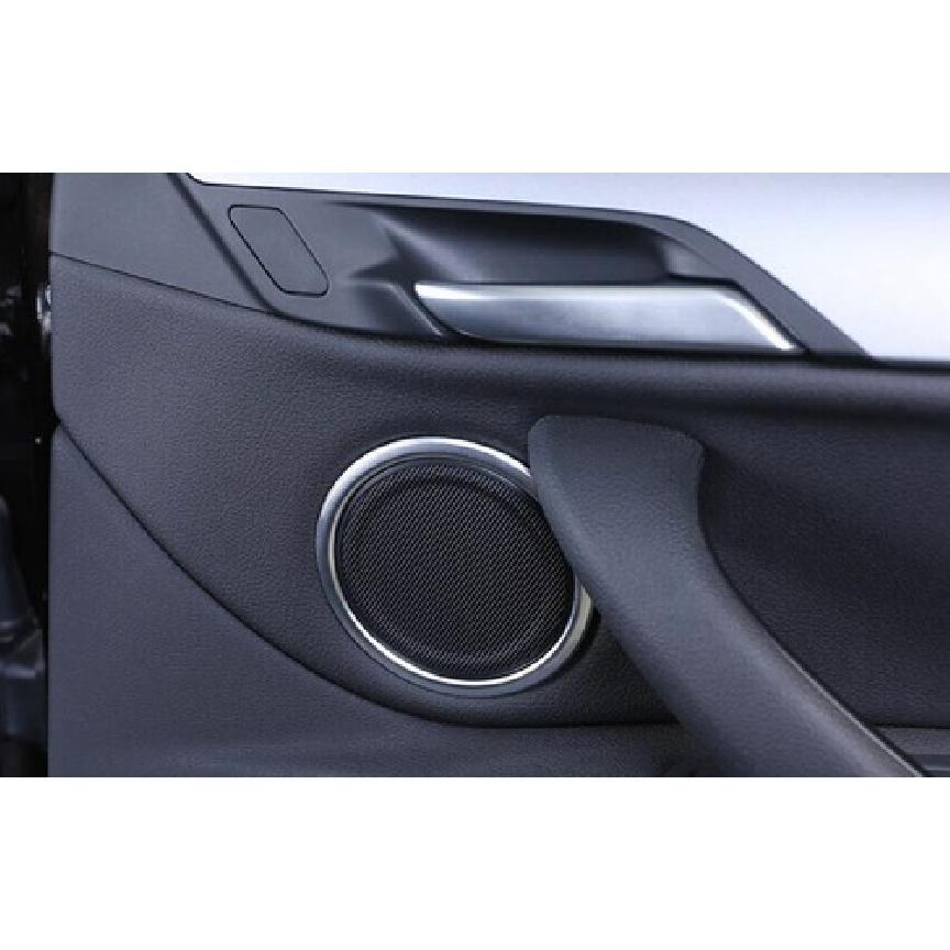 Fit For BMW X1 F48 2016- Silver Steel Inner Door Speaker Ring Cover Trim 6X