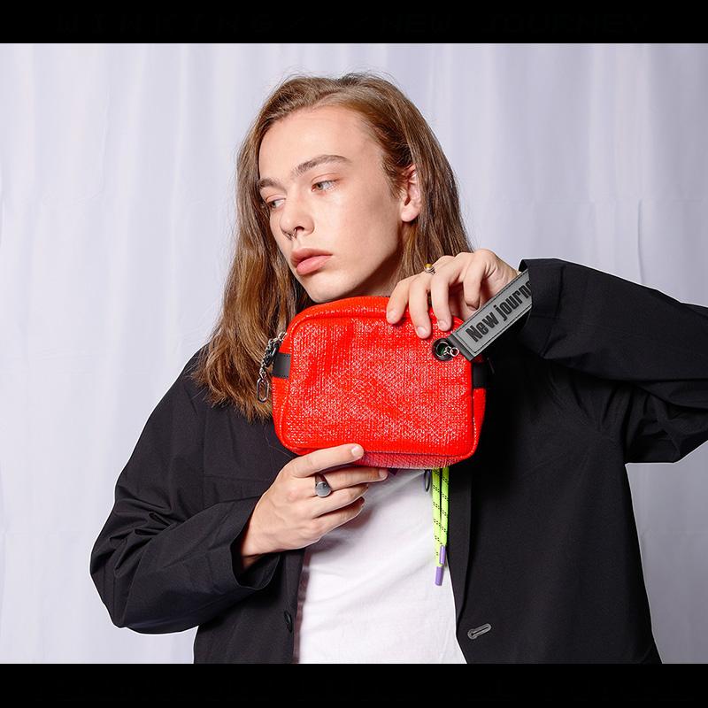 Männer Frauen Leinen + PU Leder Handtasche & Messenger Bag Kleine Handytasche Männlich Weiblich Mini Geldbörse 2022 Neuer Street Trend Umhängetasche für Jungen Mädchen