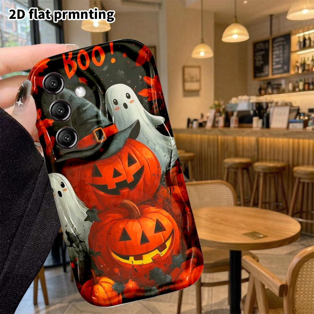 Phone case: 2D flat, suitable for Samsung Galaxy A34 A35 M05 M06 S20 S22 S21 FE Plus 5G protective case, pumpkin ghost, Christmas and Halloween, perfe