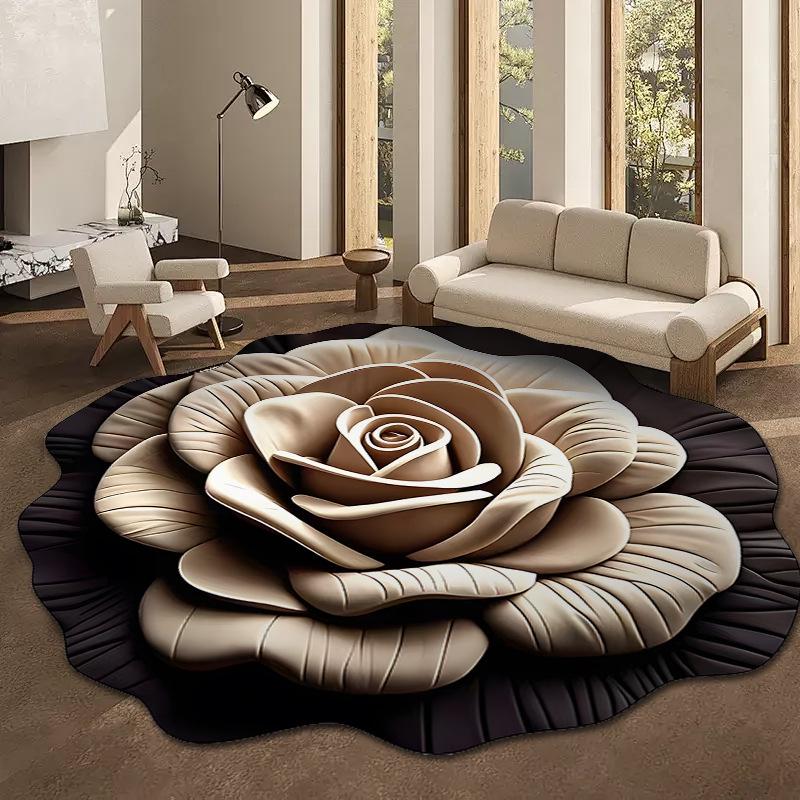Irregular Floral 3D Diatomaceous Earth Bathroom Mat – Water Absorbent, Non-Slip, Quick-Drying.