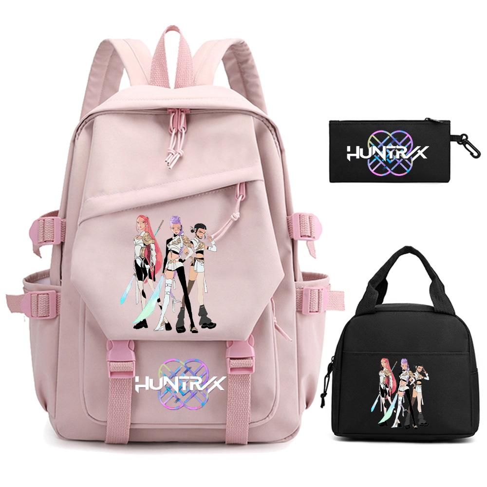 3 Stück/Set Cartoon Kpop Dämonenjäger Bedruckter Rucksack für Teenager Kinder Schüler Große Kapazität Schultasche Mädchen Geschenk Frauen wasserdichte Reisetasche