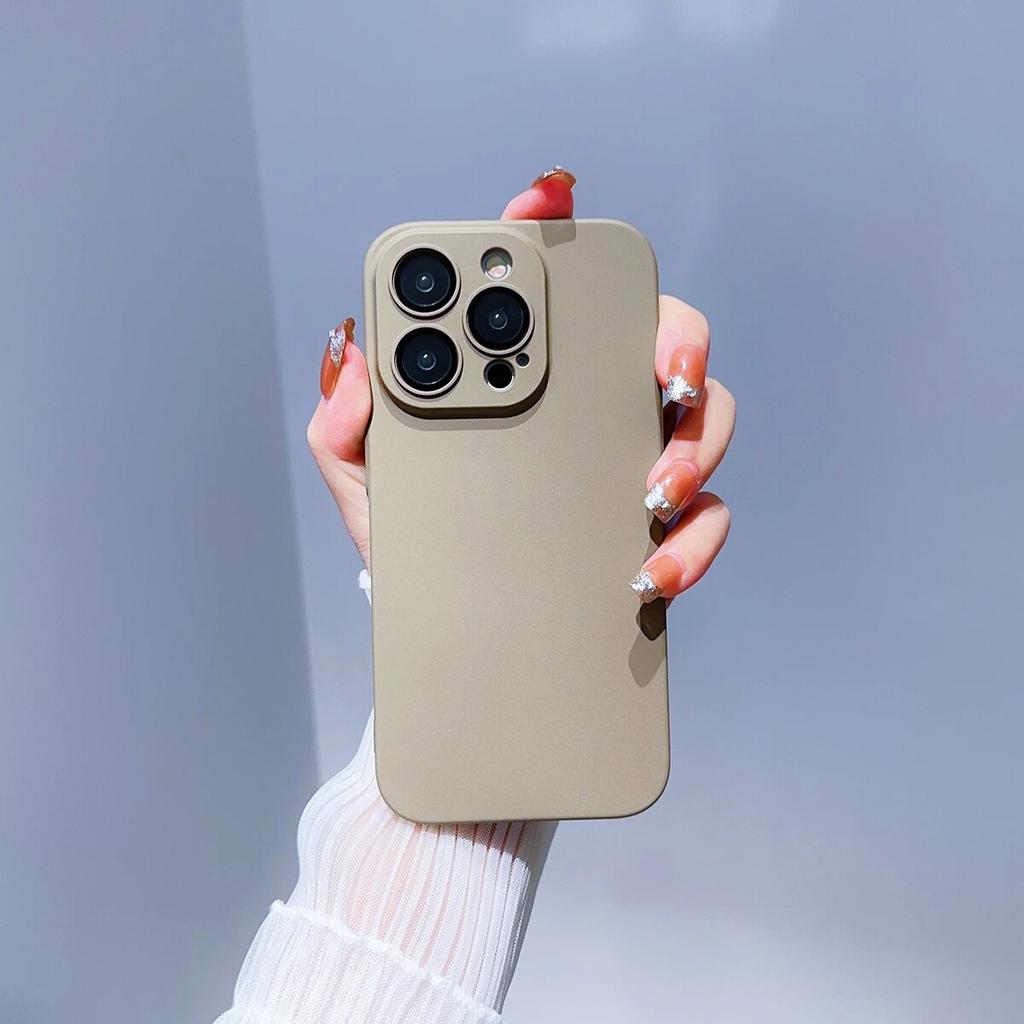 Simple Candy Color Hard Back Covers For iPhone 15 14 13 12 11 Pro Max Plus Shockproof Lens Protection Full Coverage Phone Cases