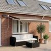 Manual Articulated Arm Awning with Solar Powered LEDs Taupe