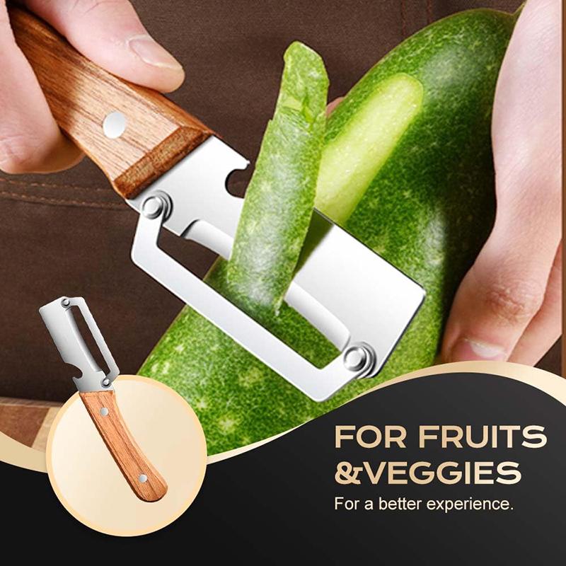 Wooden Multi Functional Vegetable Peeler Kitchen Veggie Fruit Carrot Orange & Potato Peeler With Ergonomic Handle Julienne