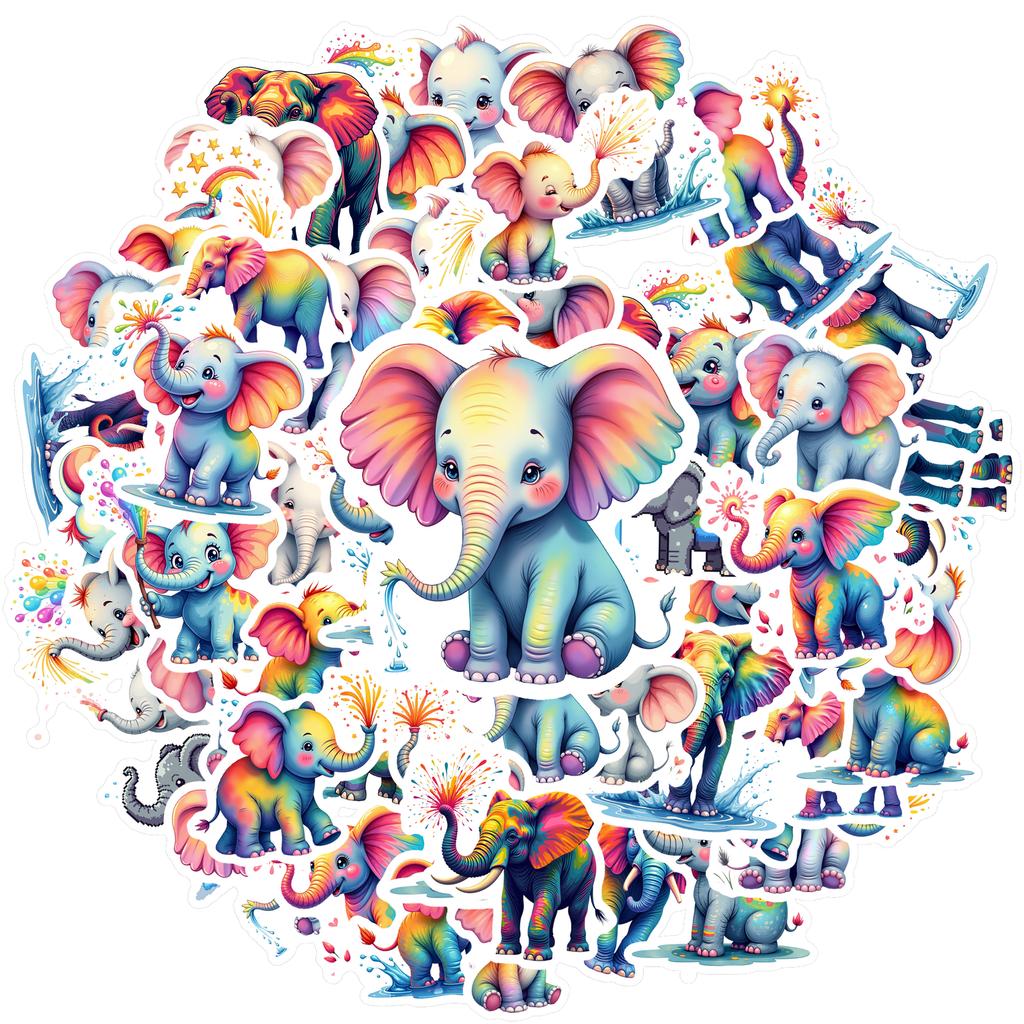 35pcs-70pcs Decals  multicolor Vinyl Stickers Elephant Stickers Animal Stickers for  instrument decoration suitcase decoration
