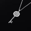 Hollow Floral Circle Key Pendant Cubic Zirconia Long Necklace