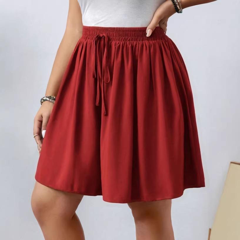 Pantaloncini Casual Estivi da Donna Taglie Forti con Coulisse in Vita Elastica, Pantaloni-Gonna Larghi da Spiaggia