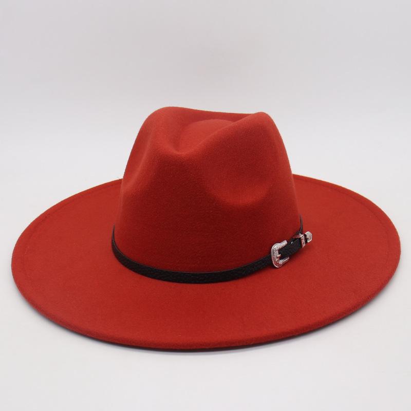 Flat Edge Jazz Hat, Men'S And Women'S Felt Hat, European And American Hat 9.5 Large Brim, High-End Hat, Elegant Foreign Trade Cross-Border Top Hat
