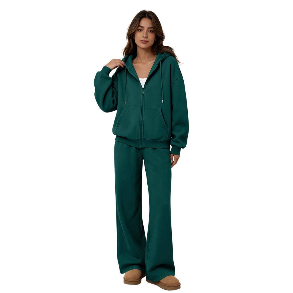 Women's Two Piece Hoodie Set with Wide Leg Pants Casual Tracksuit Outfit