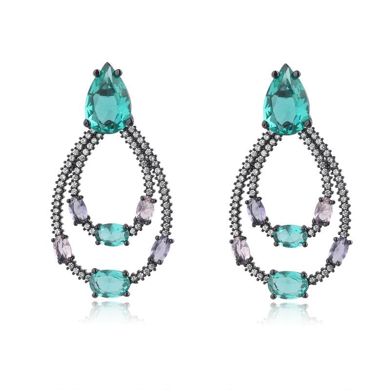 Earrings Women'S Full Diamond Droplet Earrings Sexy Color Zirconium Big Stud Earrings Valentine'S Day Gift