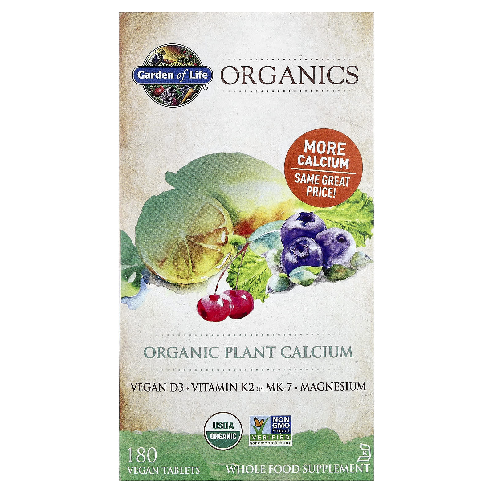 

Mykind Organics, Organic Plant Calcium, Veggie Tablets, 180 Tablets