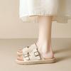 Round head platform slippers women wear one-word buckle with open-toed sandals women's summer